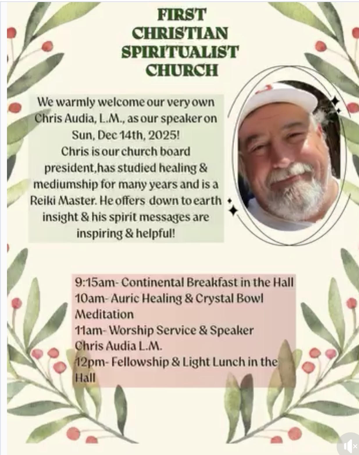 Up Coming Speakers for December